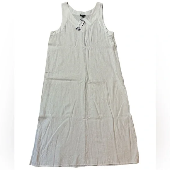DKNY White Sleeveless V-Neck Linen Maxi Dress, size XX-Large, NWT - Picture 5 of 9